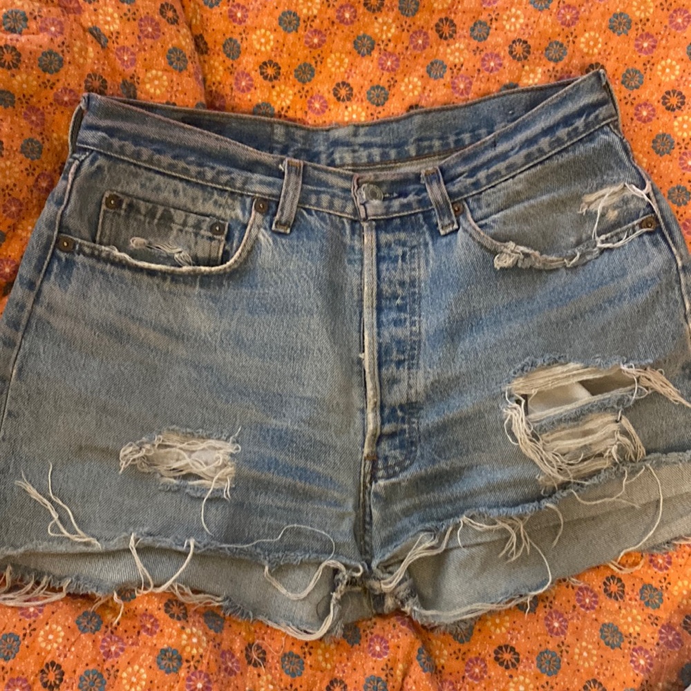 Vintage Levi's Blue Distressed Denim Shorts